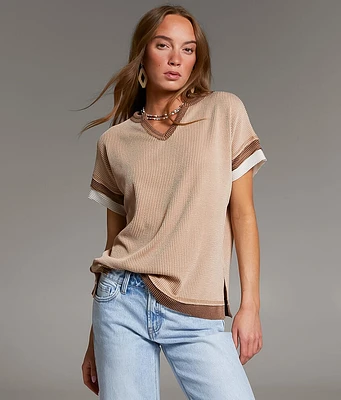 Raw Edge Ribbed Top