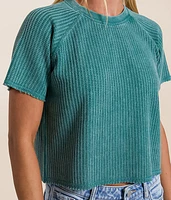 Waffle Knit Cropped T-Shirt