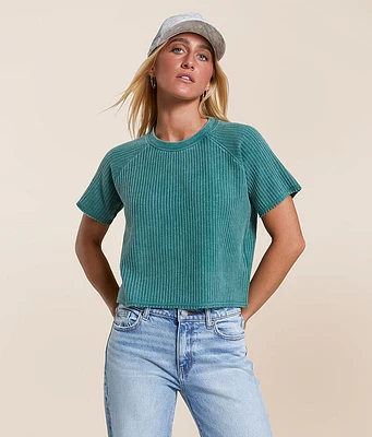Waffle Knit Cropped T-Shirt