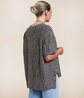 Distressed Overlay Oversized T-Shirt