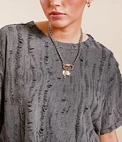 Distressed Overlay Oversized T-Shirt