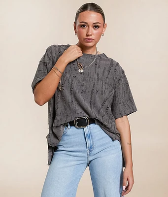 Distressed Overlay Oversized T-Shirt