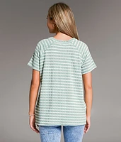 Raw Edge Striped Top