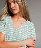 Raw Edge Striped Top