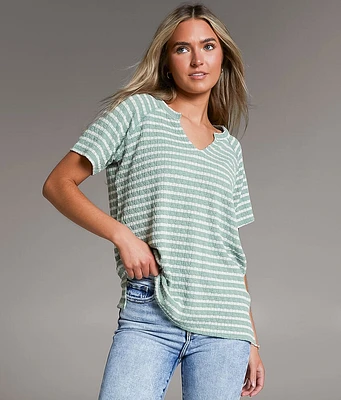 Raw Edge Striped Top