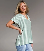 Raw Edge Striped Top