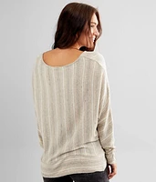 Striped Keyhole Dolman Top