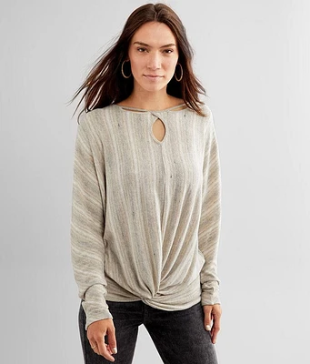 Striped Keyhole Dolman Top