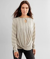 Striped Keyhole Dolman Top