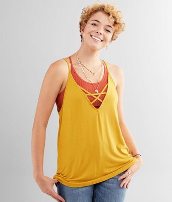 red by BKE Strappy V-Neck Tank Top