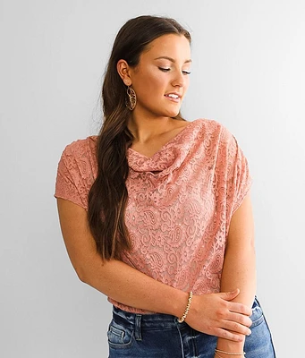 Cowl Neck Lace Top