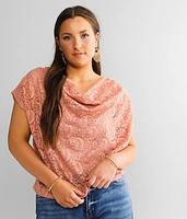 Cowl Neck Lace Top