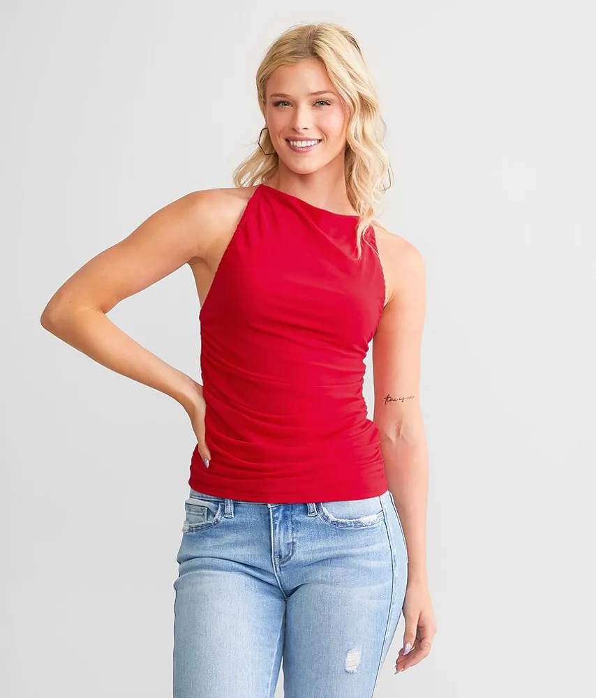 red by BKE Open Back Mesh Tank Top
