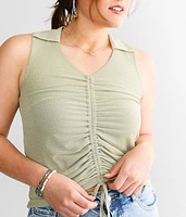 Cinch Tie Collared Tank Top