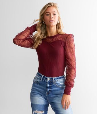 red by BKE Pieced Lace Top