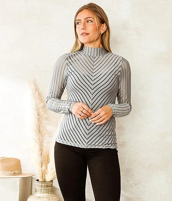 Chevron Mock Neck Top