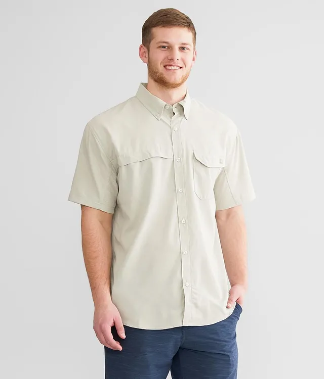 Huk Men's Tide Point Shirt - Short Sleeve - Khaki - Dance's