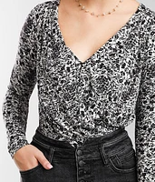 Floral Surplice Knit Bodysuit