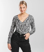 Floral Surplice Knit Bodysuit