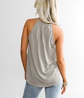 High Neck Lace-Up Tank Top