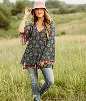 Floral Mesh Tunic Top