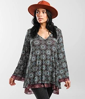 Floral Mesh Tunic Top