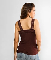 Lace-Up Crochet Tank Top