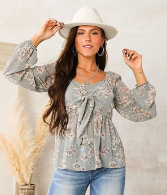 Willow & Root Floral Chiffon Top