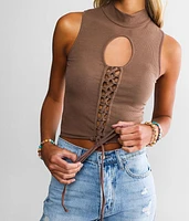 Lace-Up Cut-Out Tank Top