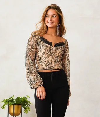 Willow & Root Lace V-Wire Cropped Top