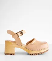 Mia Kaolin Leather Heeled Clog Shoe