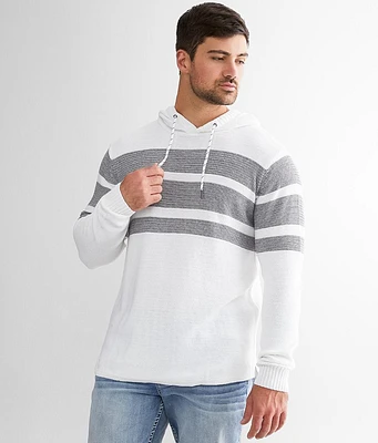 Crossover Stripe Hooded Sweater