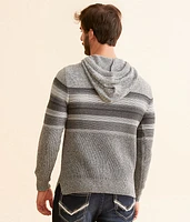 Striped Crossover Hooded Sweater