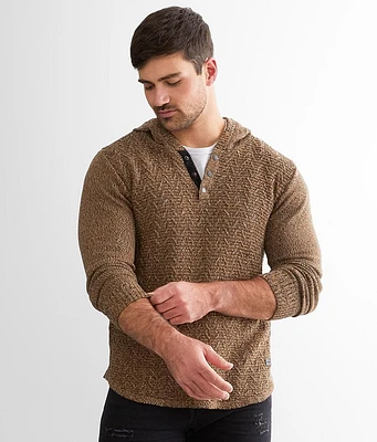 Ribbed Henley Hooded Sweater