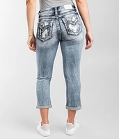 Curvy Mid-Rise Cuffed Stretch Capri Jean