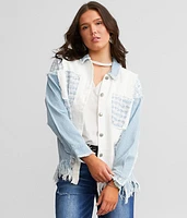 Pieced Tweed Denim Jacket