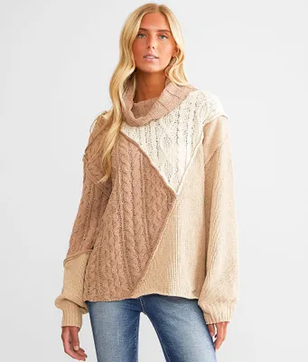 Miss Me Cable Knit Turtleneck Sweater