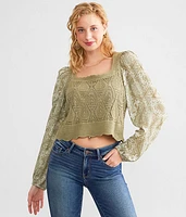 Paisley Print Crochet Cropped Top