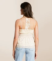 Floral Eyelet Tank Top
