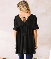 Pintucked Babydoll Top