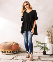 Pintucked Babydoll Top