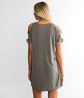 Ribbed Cold Shoulder Dress