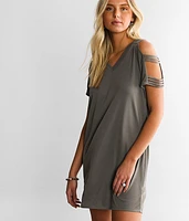 Ribbed Cold Shoulder Dress