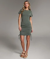 Ribbed Cinch Tie Mini Dress