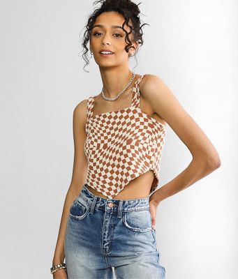 Gilded Intent Checkered Tank Top