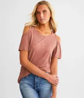 BKE Strappy Cold Shoulder Top