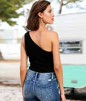 Textured One Shoulder Tank Top