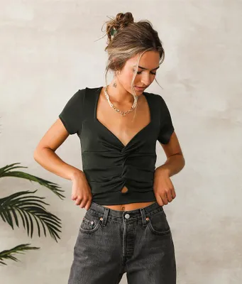 Willow & Root Twisted Sheen Cropped Top