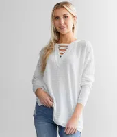 BKE Textured Lace-Up Top