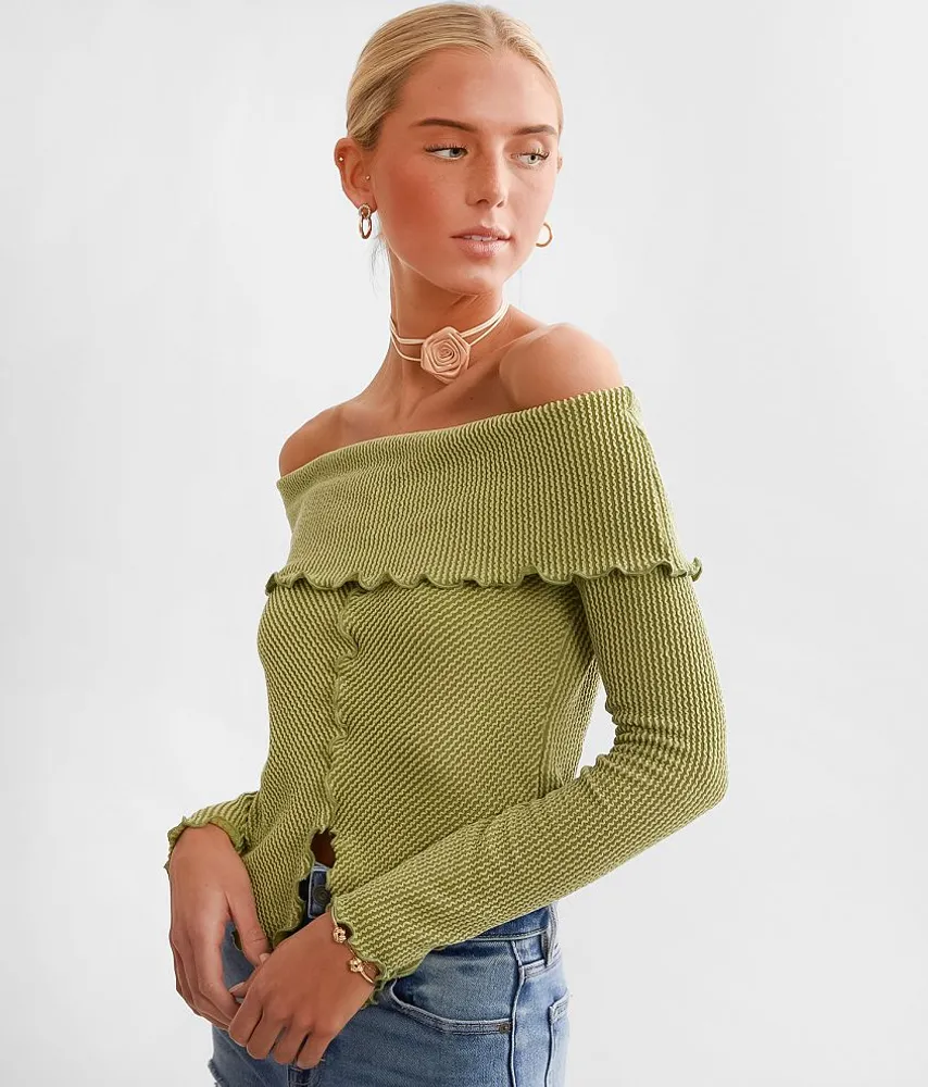 Willow & Root Split Front Off The Shoulder Top